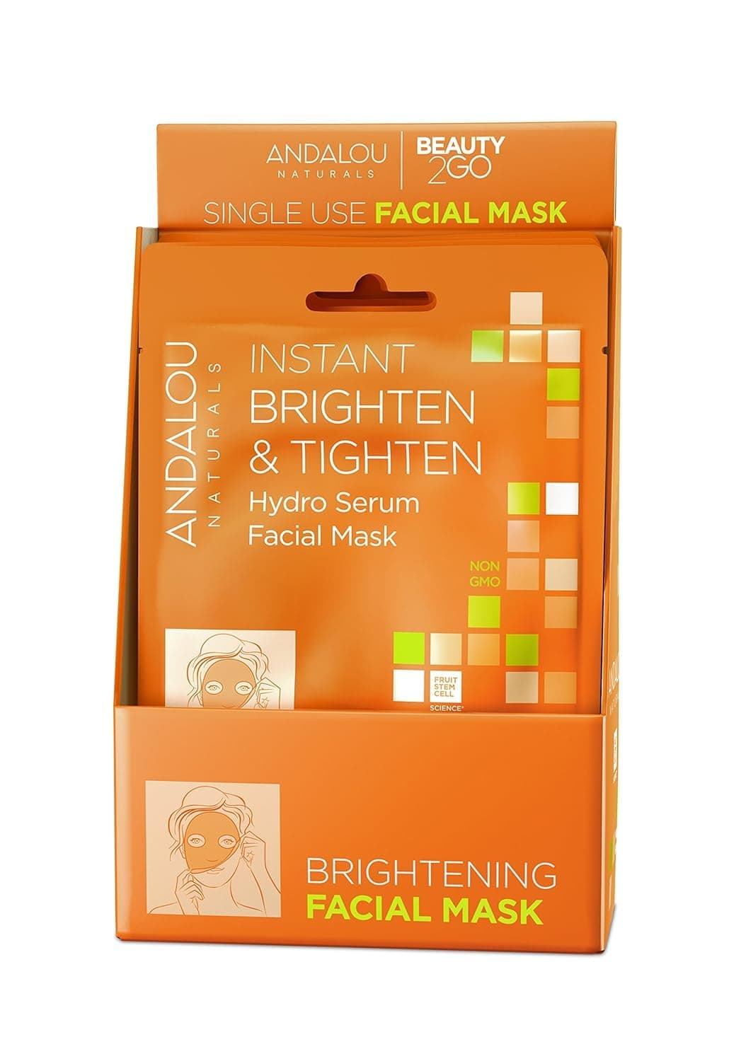 Instant Brighten and Tighten Hydro Serum Facial Mask, Single Face Mask, 0.6 Ounce (Pack of 6)