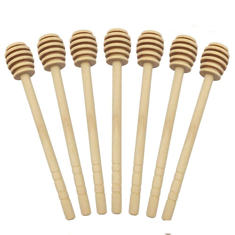 Mmei 20 pcs 6" Portable Wooden Jam Honey Dipper Honey Stick for Honey Jam Jar Pot Dispense (Style 2)