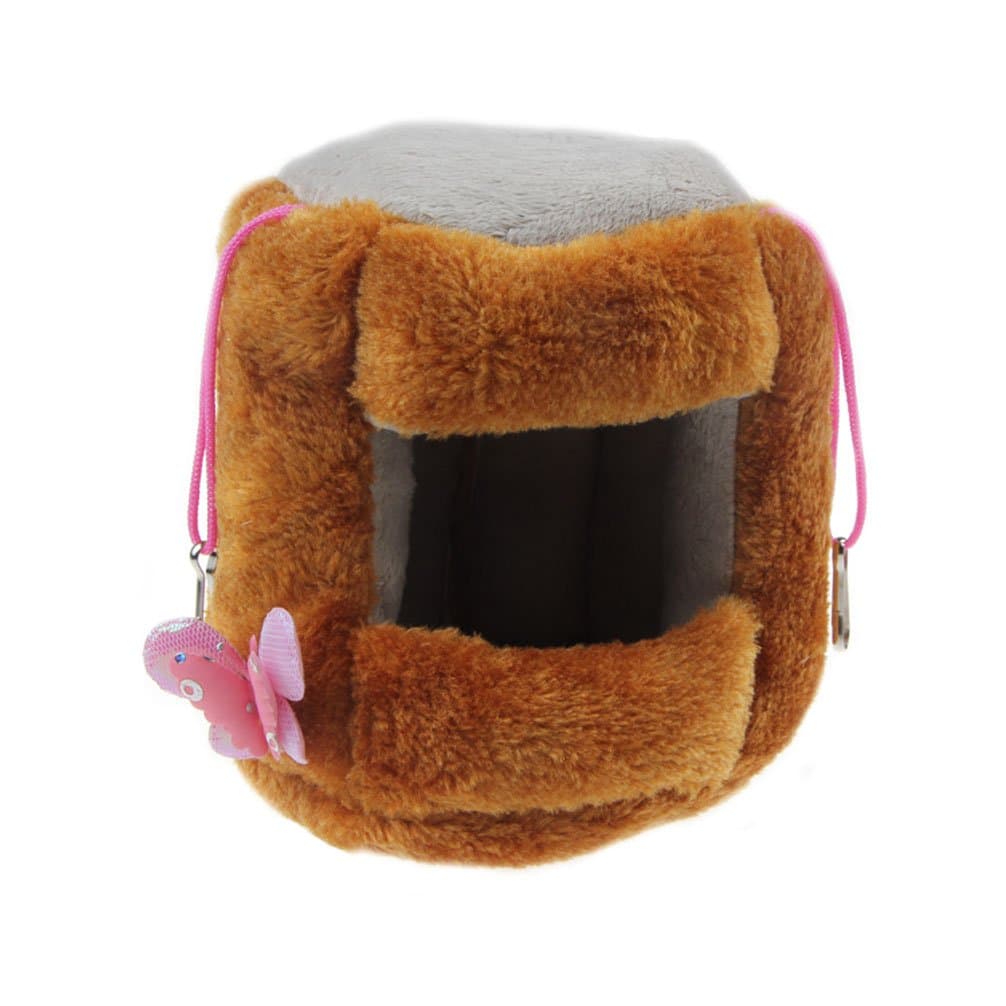 Emours Plush Tree Trunk Hammock Hanging Bed House for Rat Hamster Squirrel Sugar Gliders and Other Small Animals,Coffee, Large