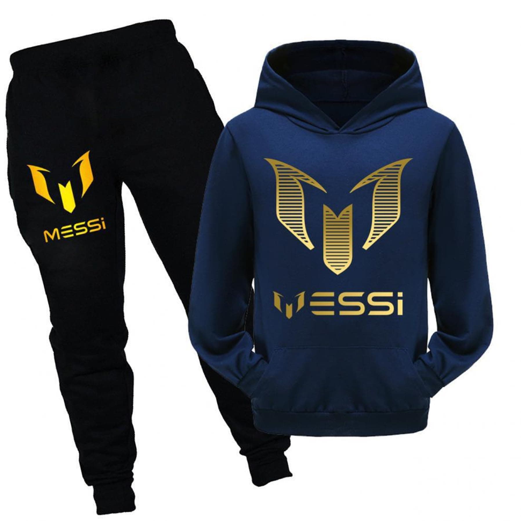 Lianxiaw Boy's 2 Piece Outfits Lionel Messi Long Sleeve Hoodie and Sweatpants Set-Novelty Soccer Sweatsuits for Kids