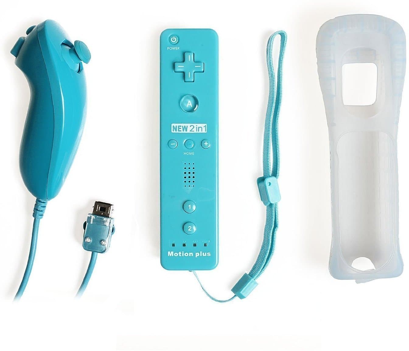 Wii Remote Controller STOGA Built in Motion Plus Remote and Nunchuck Controller for Wii + Case-Blue