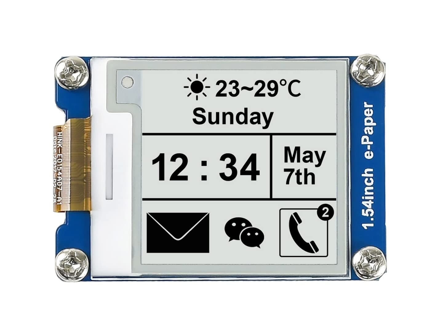 1.54 Inch E-Paper Display Panel Module V2 Kit 3.3v/5v 200x200 resolution E-ink Electronic Screen Partial refresh for Raspberry Pi/Jetson Nano/Arduino/STM32 with SPI Interface