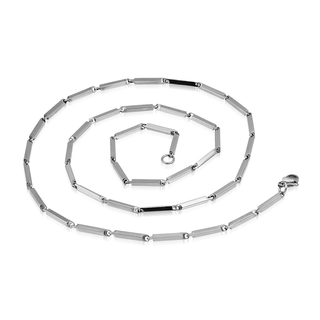 Stainless Steel Lobster Claw Clasp Bar/ Tube Link Chain Length: 60 cm Width: 2mm