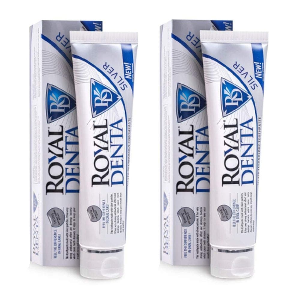 Silver Natural Teeth Whitening Toothpaste, with Aloe Vera and Silver Particles, with Fluoride, Pack of 2 (2 x 130g)