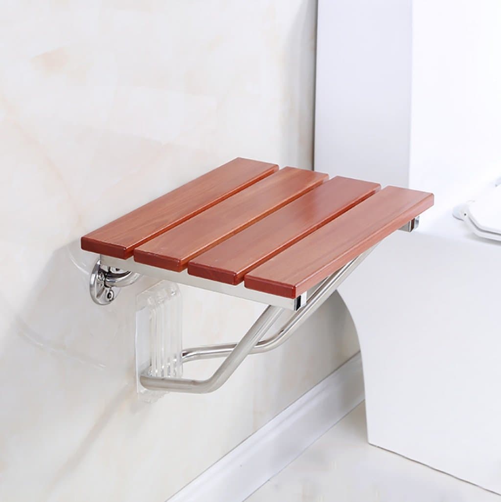 IAIZI Bath Chair Folding Shower Stools Wall-Mounted Wooden Bath Seat,Change Shoes Bench Stools for The Elderly/Disabled Non-Slip Shower Seat Stools Bath seat Bench