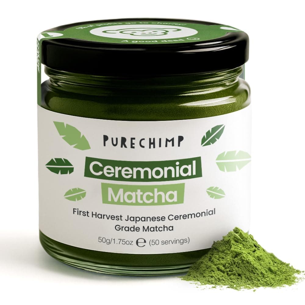Ceremonial Grade Matcha Powder 50g. 100% Pure Green Tea. Shade-Grown for MatchaLatte, Teas & Recipes. Recyclable Glass Jar. Antioxidant-Rich.