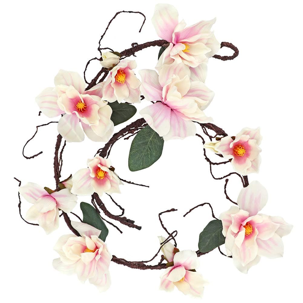 LSME Artificial Magnolia Garland Wall Hanging Garland Wedding Decoration Pink
