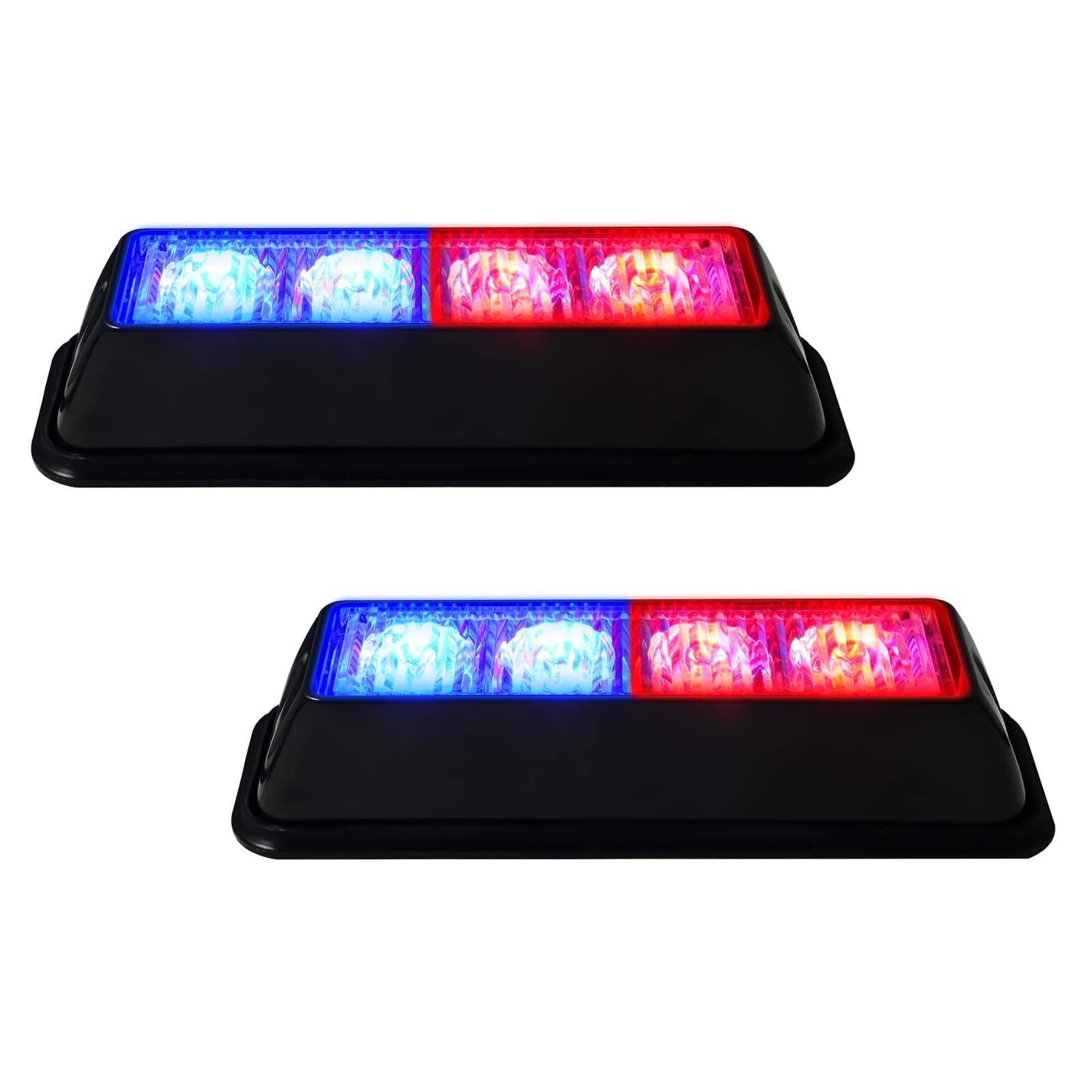 EverBrightt 2-Pack Red Blue Dual Colors 4 LED Car Flash Light DRL Truck Warning Caution Emergency Construction Strobe Light DC 12V-24V