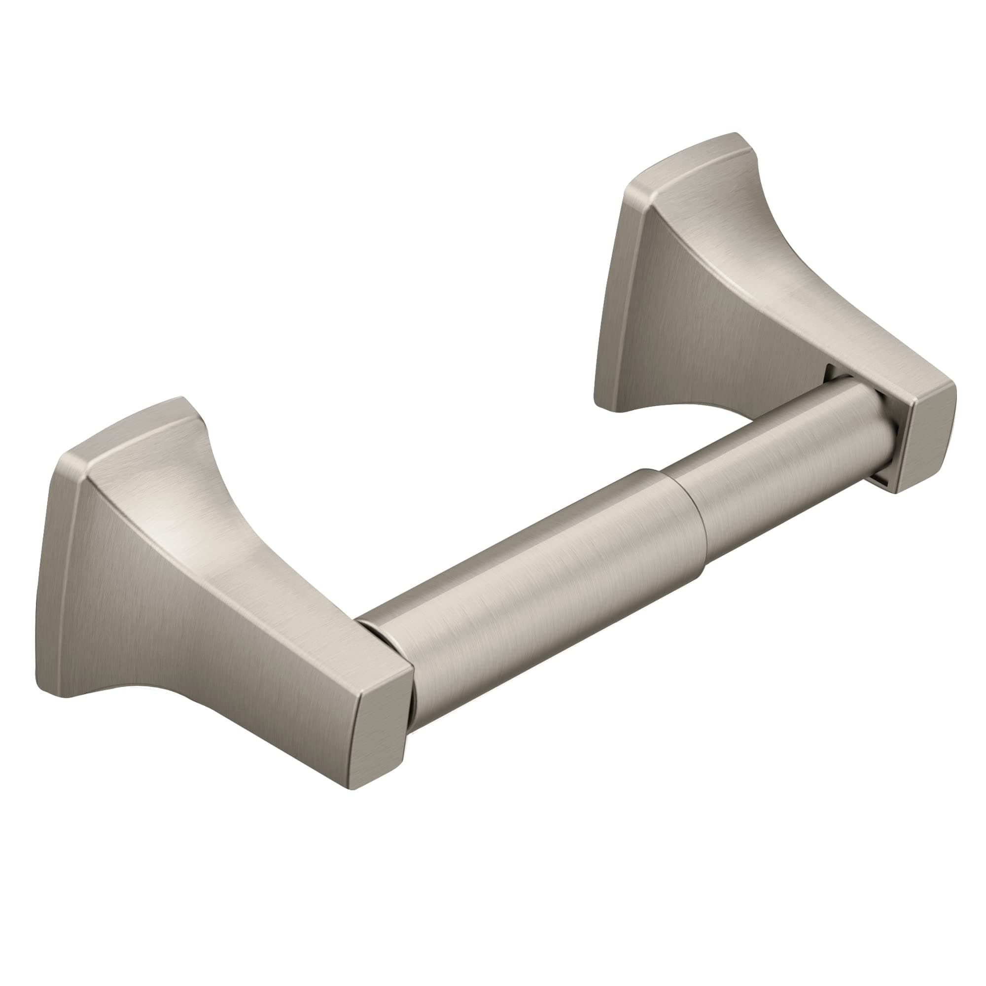 Moen Contemporary Brushed Nickel Toilet Paper Holder, Modern Wall Mounted Toilet Roll Holder, P5050BN