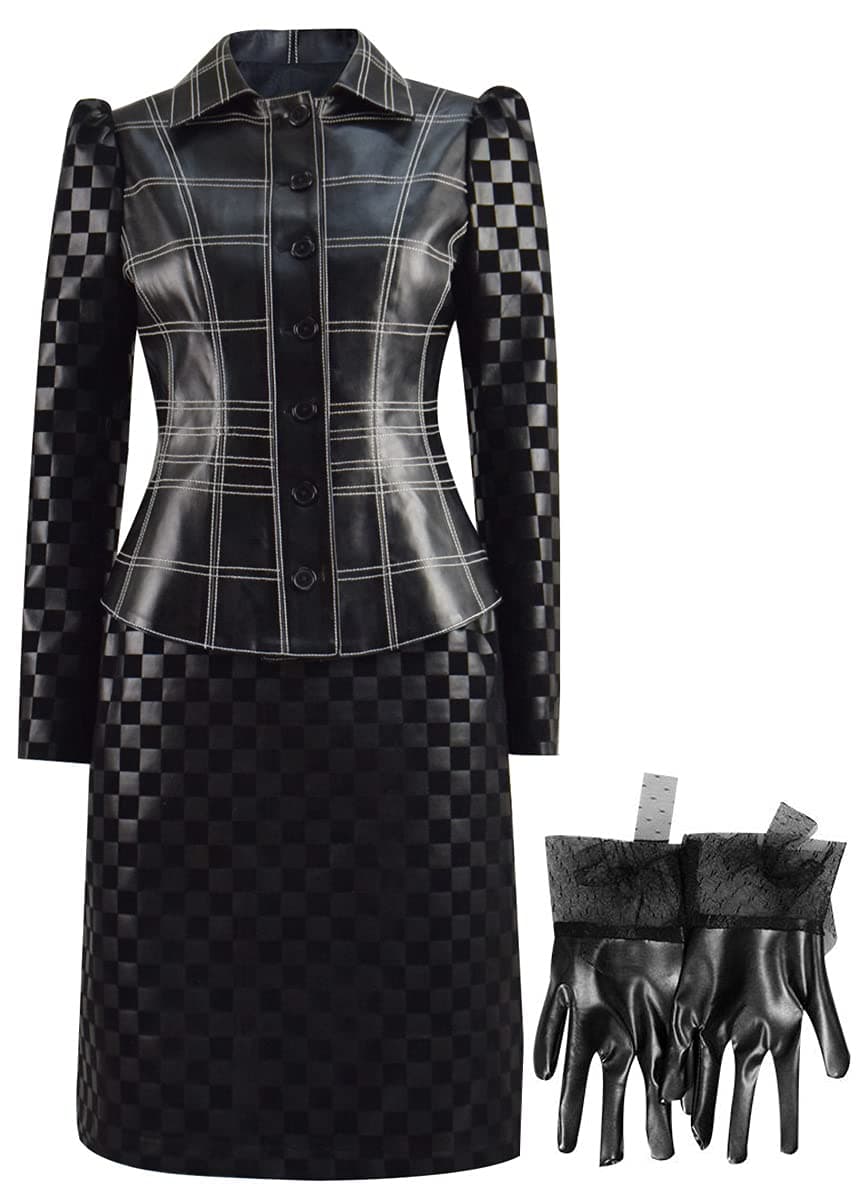 Young Cruella De Vil Cosplay Costume Dalmatian Puppies Halloween Cruella Outfits Customize Plus Size Women Black Suits