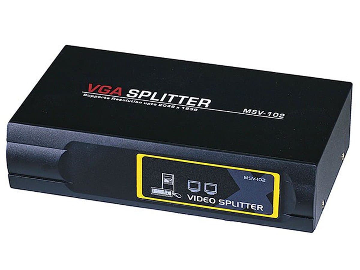 Monoprice, Inc. 2-Way Svga Vga Splitter Amplifier Multiplier 400 Mhz - Black (No Logo)