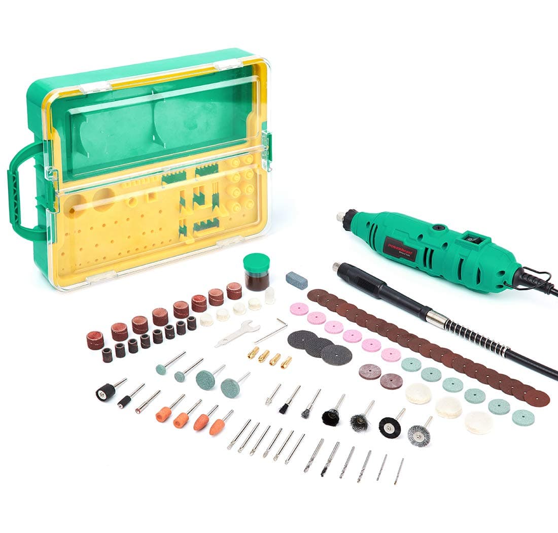 POWERbeast 135W Rotary Multi Tool Kit with Varible 6 Speed and 100 Accessories Set in Storage Case,10000-30000rpm/min Combitool for Craft Projects and DIY Creations