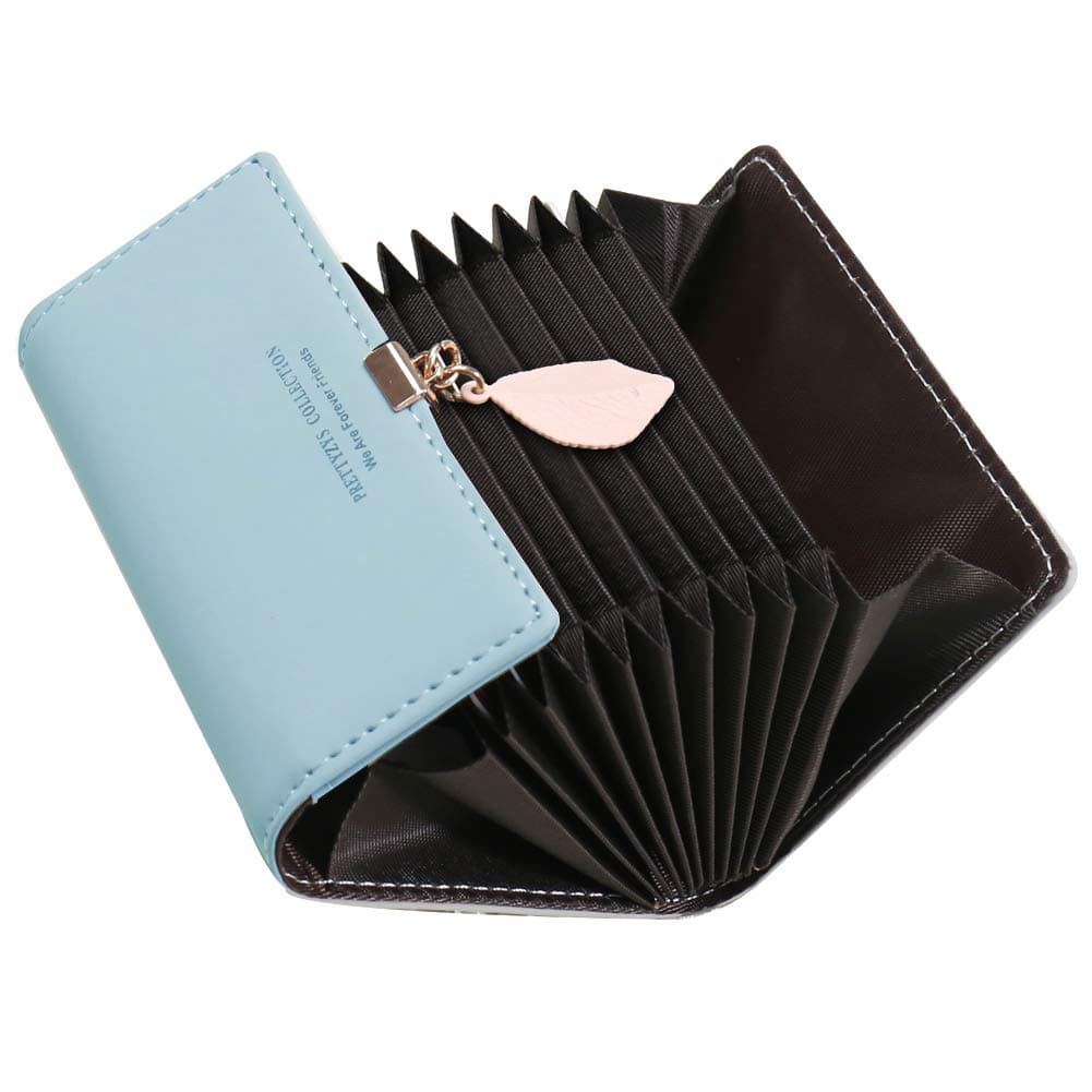 SAMKING Credit Card Holders Women Ladies Leather Vintage Credit Card Wallet RFID Blocking Zipper Coin Purse for Girl