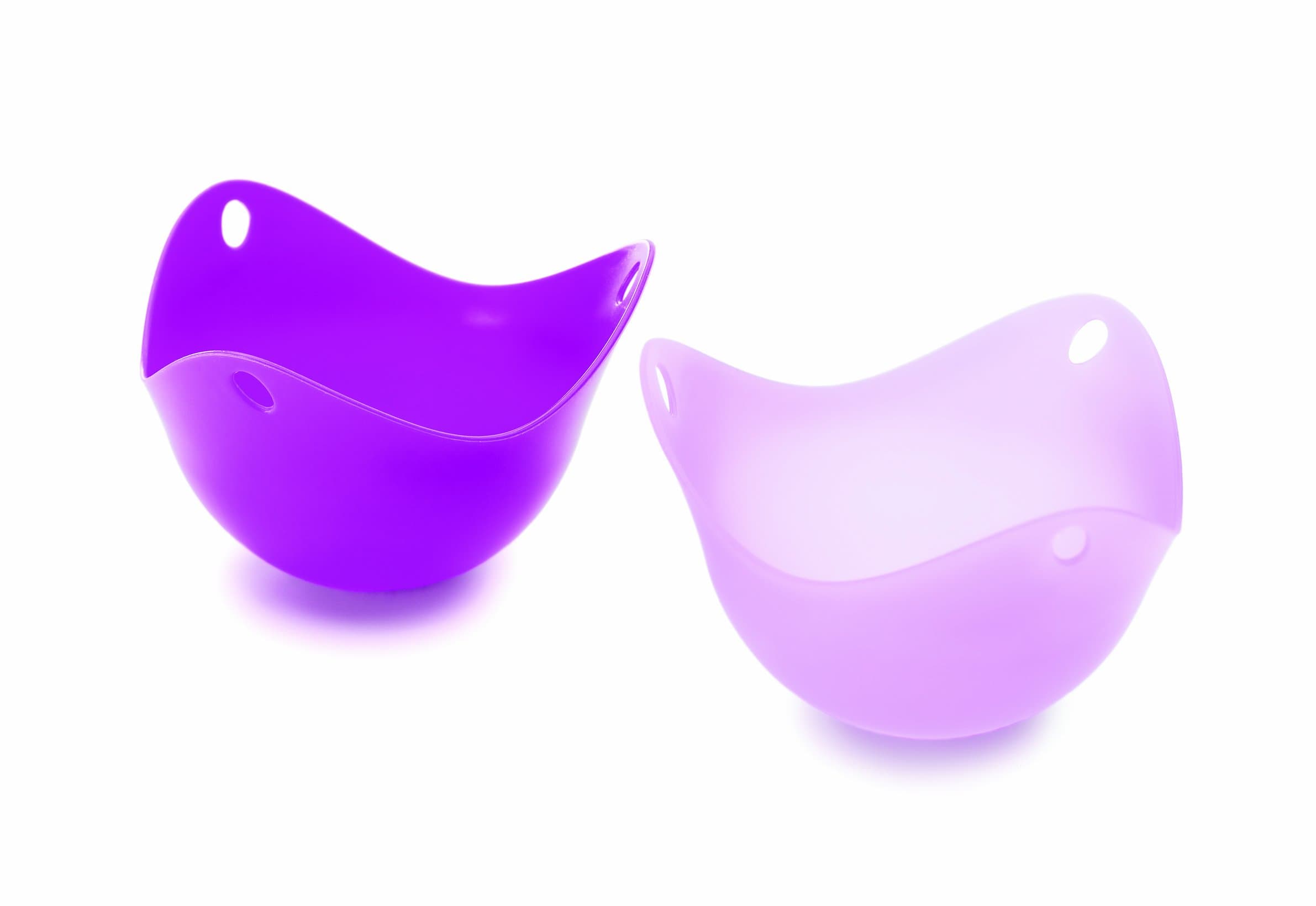 PoachPod The Original Silicone, Floating Egg Poaching Cup, Translucent Purple 2 pack