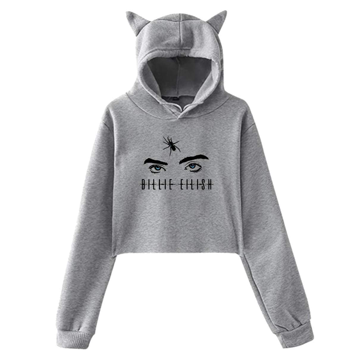 Women's Cat Ear Hoodie Sweater Billie Spider Eye Eilish Lumbar Sweatshirt Hooded Pink