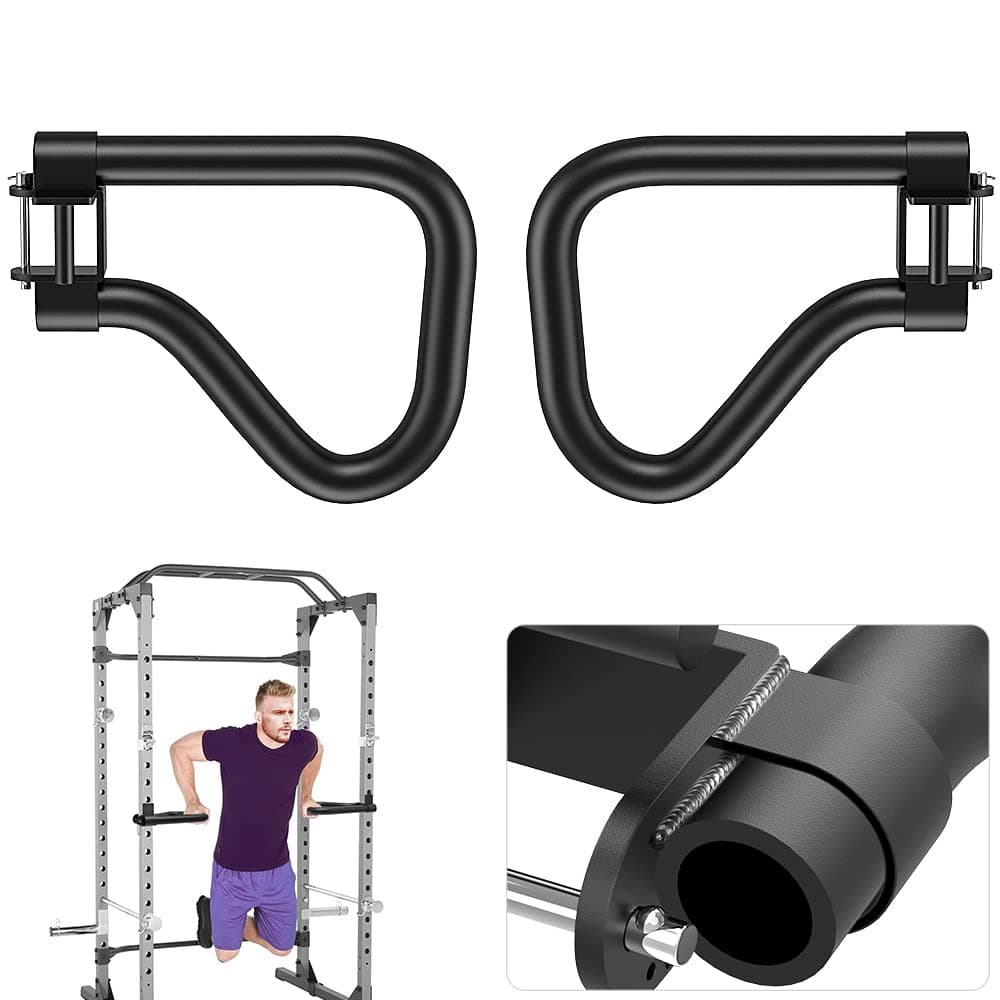 SELEWARE Solid Dip Bar Attachment for 2" x 2" with 1" or 1/2" Hole Power Cage Squat Rack, Set of 2 Dip Bar Multi-Grip Handles for Strength Training