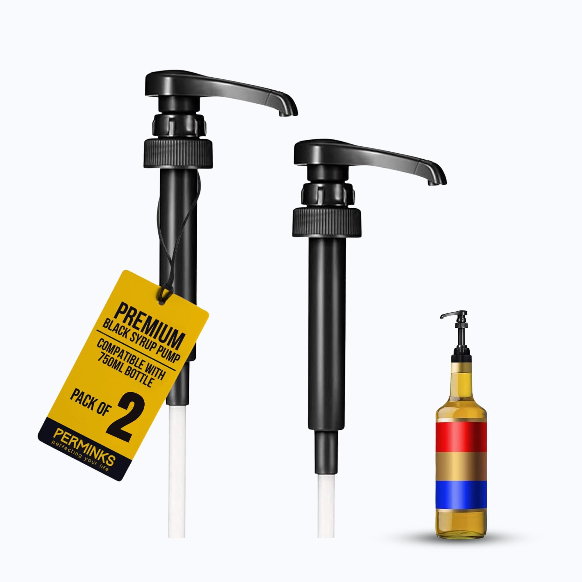 Syrup Pumps Compatible with Torani and Davinci Bottles (25.4 oz-750ml) (Set of 2, Black)