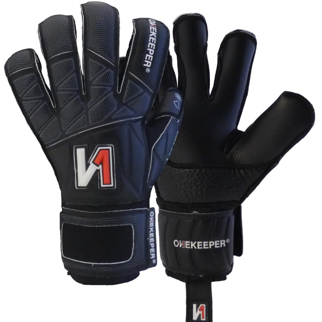 ONEKEEPER Vector Junior Goalkeeper Gloves – with Finger Protection/Removable Fingersaves – Soccer Goalie Gloves for Kids & Youth – 3.5mm Semi-Pro Latex (Sizes 3-7) (Black, 3)