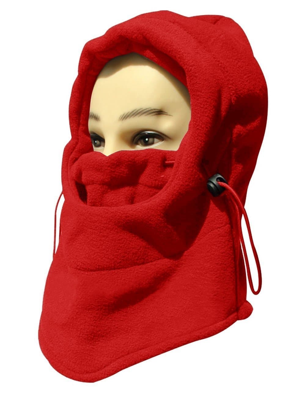 Eforstore 6 in 1 Thermal Fleece Balaclava Hat Hood Police Swat Ski Bike Wind Stopper Mask New Caps (Red)