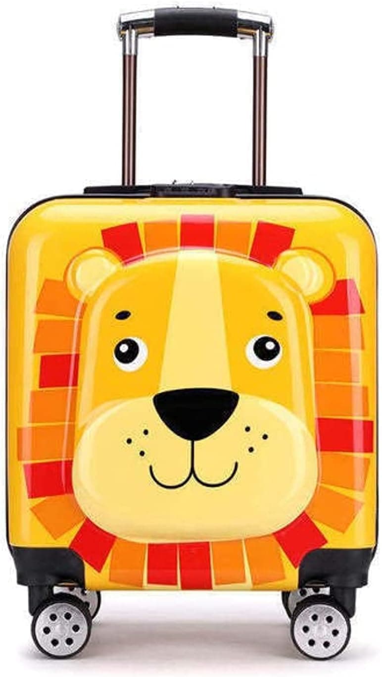 Kids animal cartoon charactor cabin size trolley 4 wheel 360 rotation wheel travel luggage bag for boys and girls (lion)