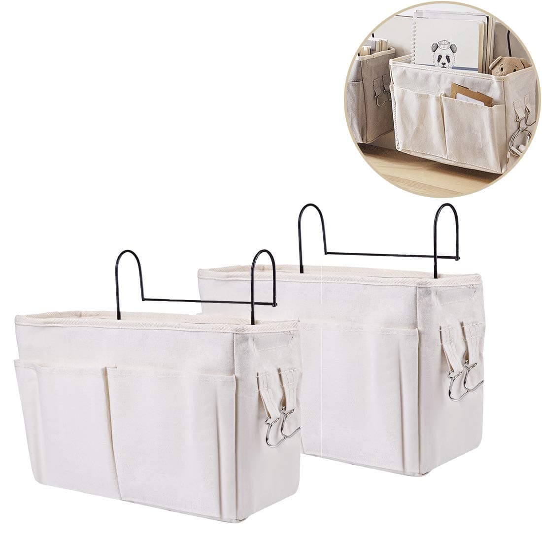 FenglinTechBedside Caddy, 2PCS Bedside Storage Organizer Hanging Bag for Bunk Bed, Hospital Bed Rails, Baby Bed, Camp