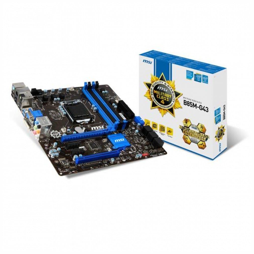 MSI B85M-G43 LGA1150/ Intel B85/ DDR3/ CrossFireX/ SATA3&USB3.0/ A&GbE/ MicroATX Motherboard
