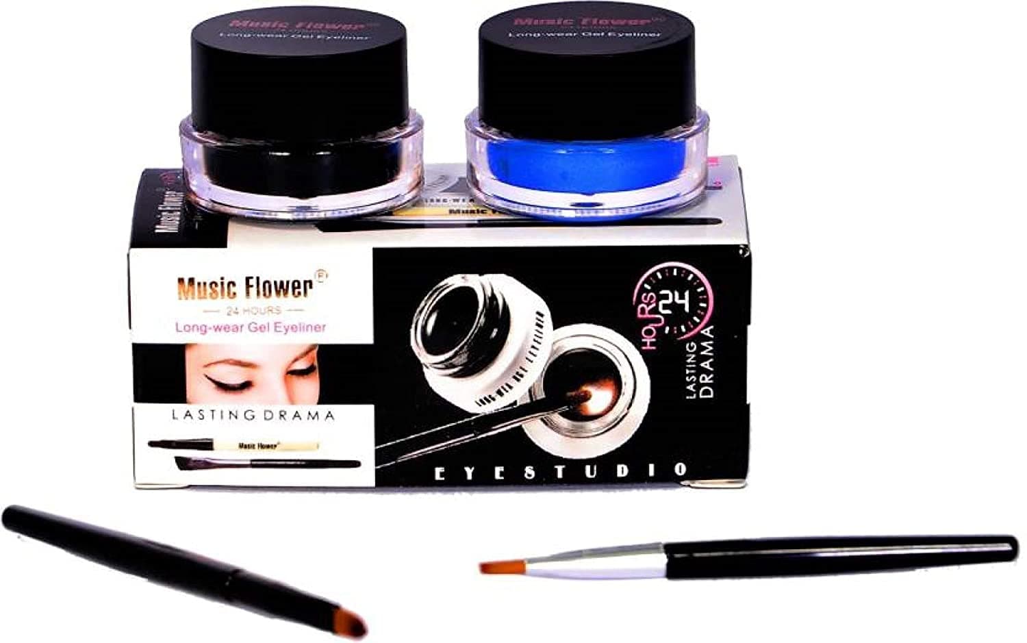 Music Flower B W All Black and Blue Gel Eyeliner Waterproof Smudge Proof 6 g for Women