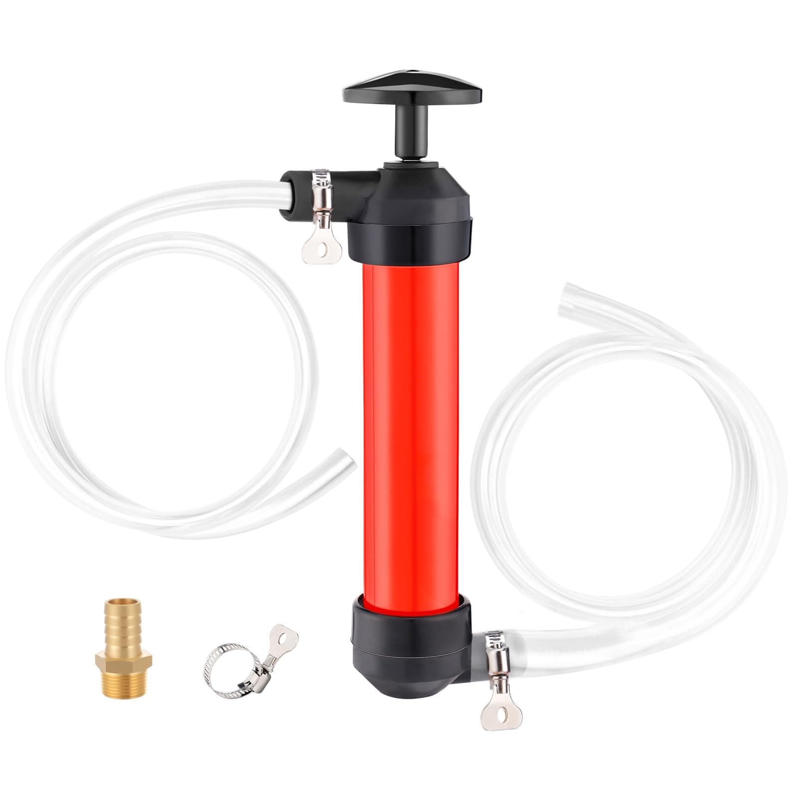 MADHOLLY Antifreeze Hand Pump Kit, RV Water Hand Pump Kit with 2 Clamps, Water System Antifreeze Pump to Make Winterizing Simple and Easier for RV Camper Trailer, Red