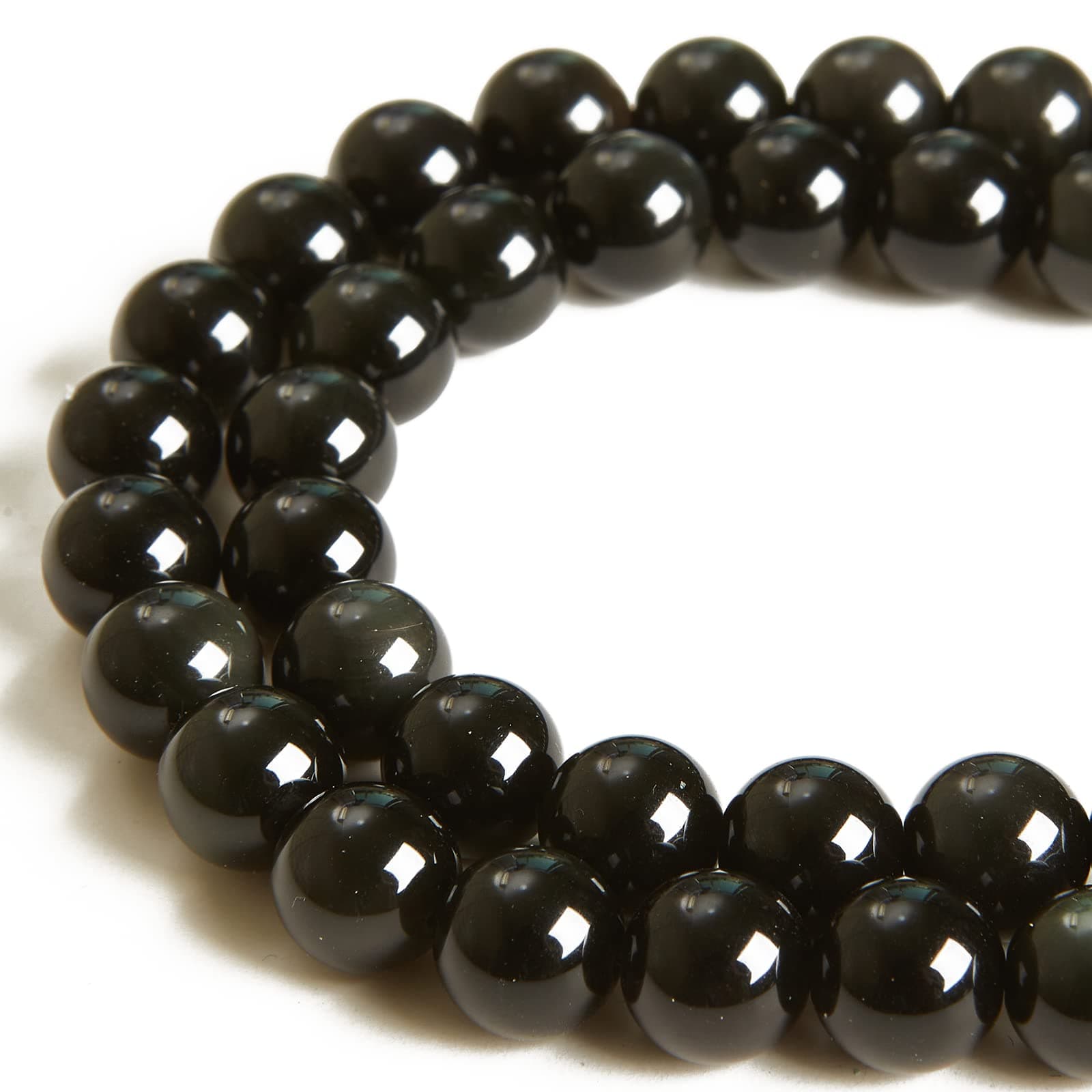 60pcs 6mm Black Obsidian Beads Natural Gemstone Beads Round Loose Beads for Jewelry Making