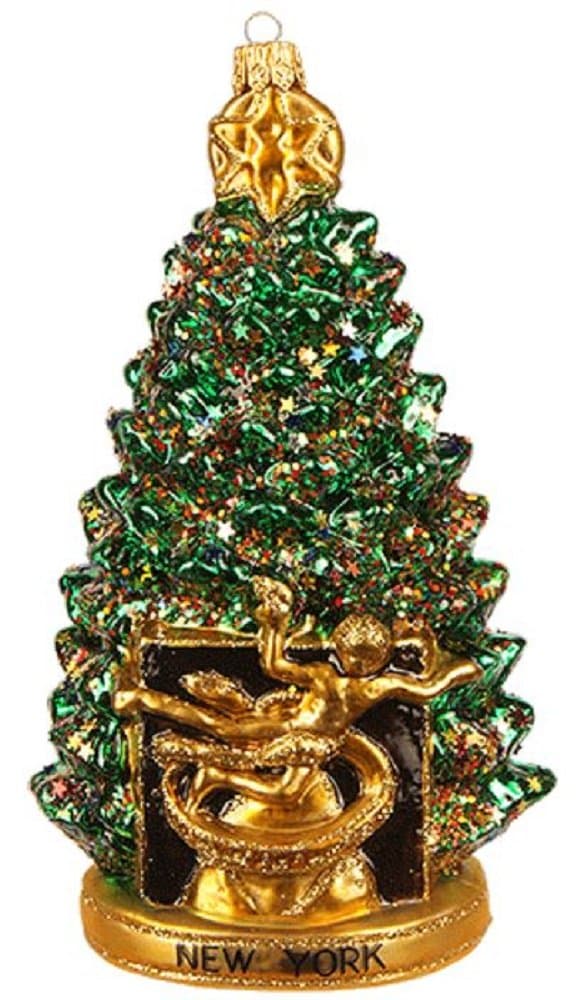 New York City Rockefeller Center Christmas Tree Polish Glass Ornament Decoration