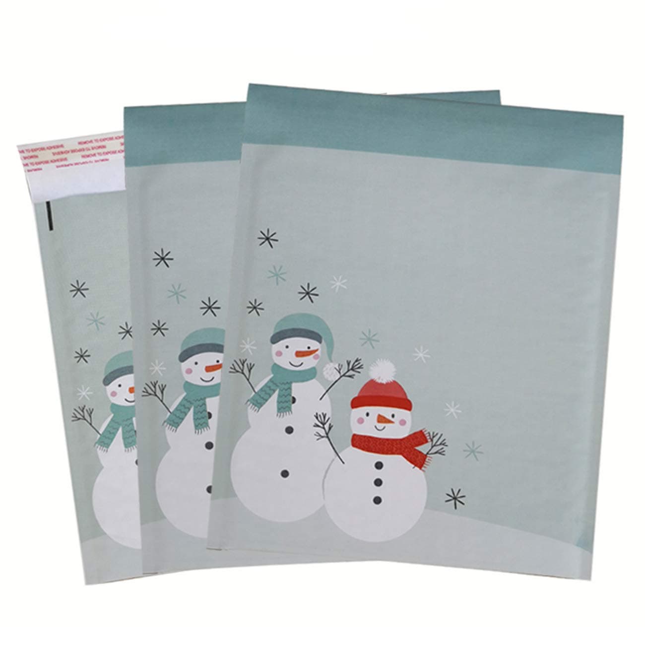 Orgrimmar 10 Packs 10.8"x11.2" Bubble Cushioning Bags Bubble Envelope Self-Seal Wrap Holiday Bubble Pouches Bags (Snowmen)
