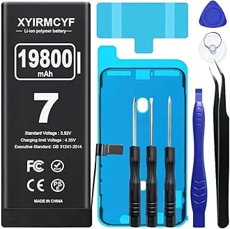 19800mAh Super Capacity Battery Compatible with iPhone 7/7G, 0 Cycle Li-Polymer Replacement Battery for iPhone 7/7G, with Professional Repair Tool Kit