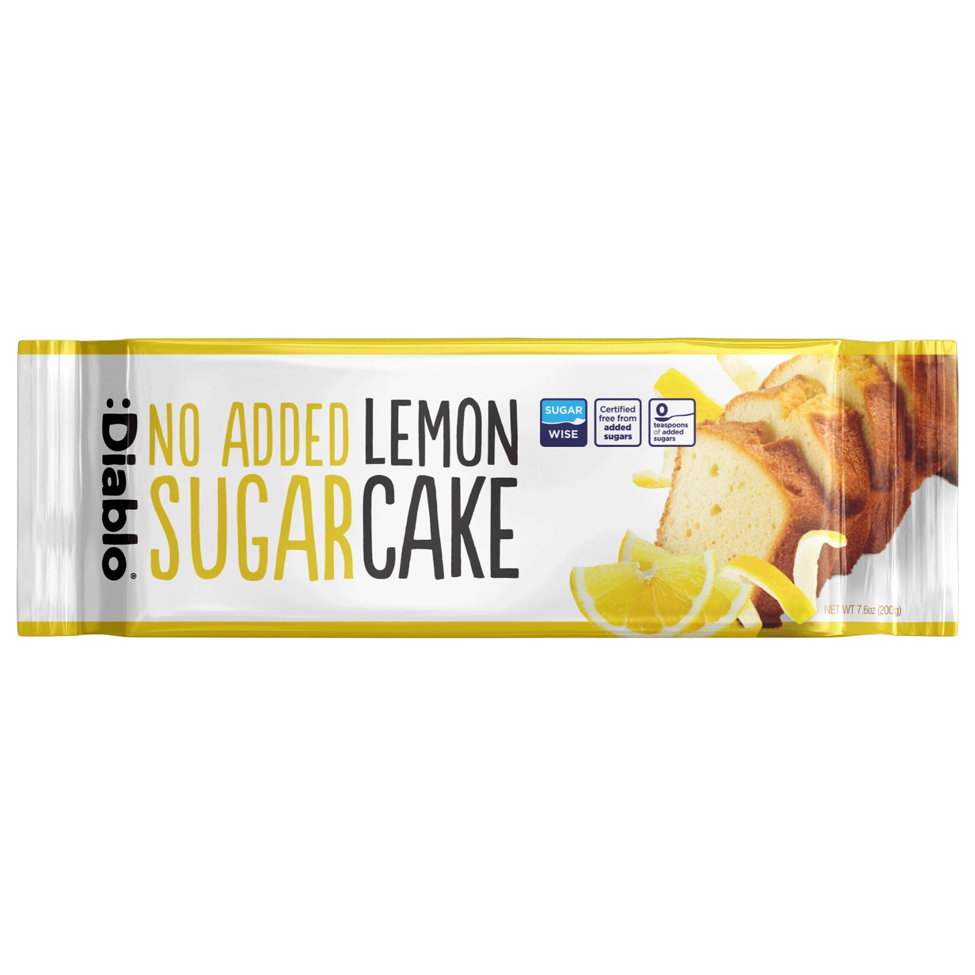 Diablo No Added Sugar Lemon Cake – Healthy Snacks Sweet Treat, Cakes and Desserts for All, Ideal for Snack Time, Tea & Party Treat, Halal & Kosher Approved – 200g (Pack of 1)
