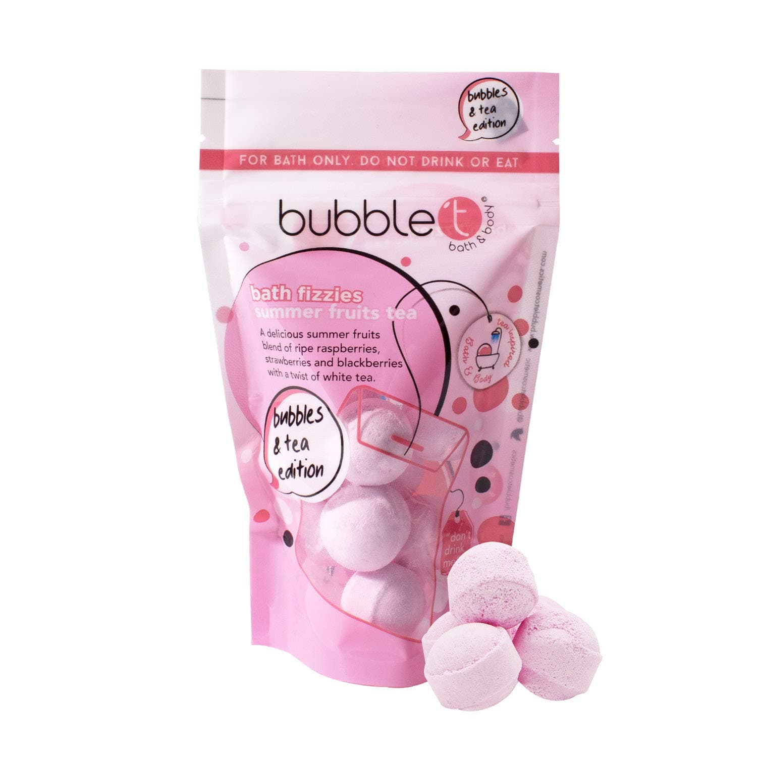Bubble T Cosmetics Summer Fruits Tea Mini Bath Bomb Fizzers (10 x 8g)