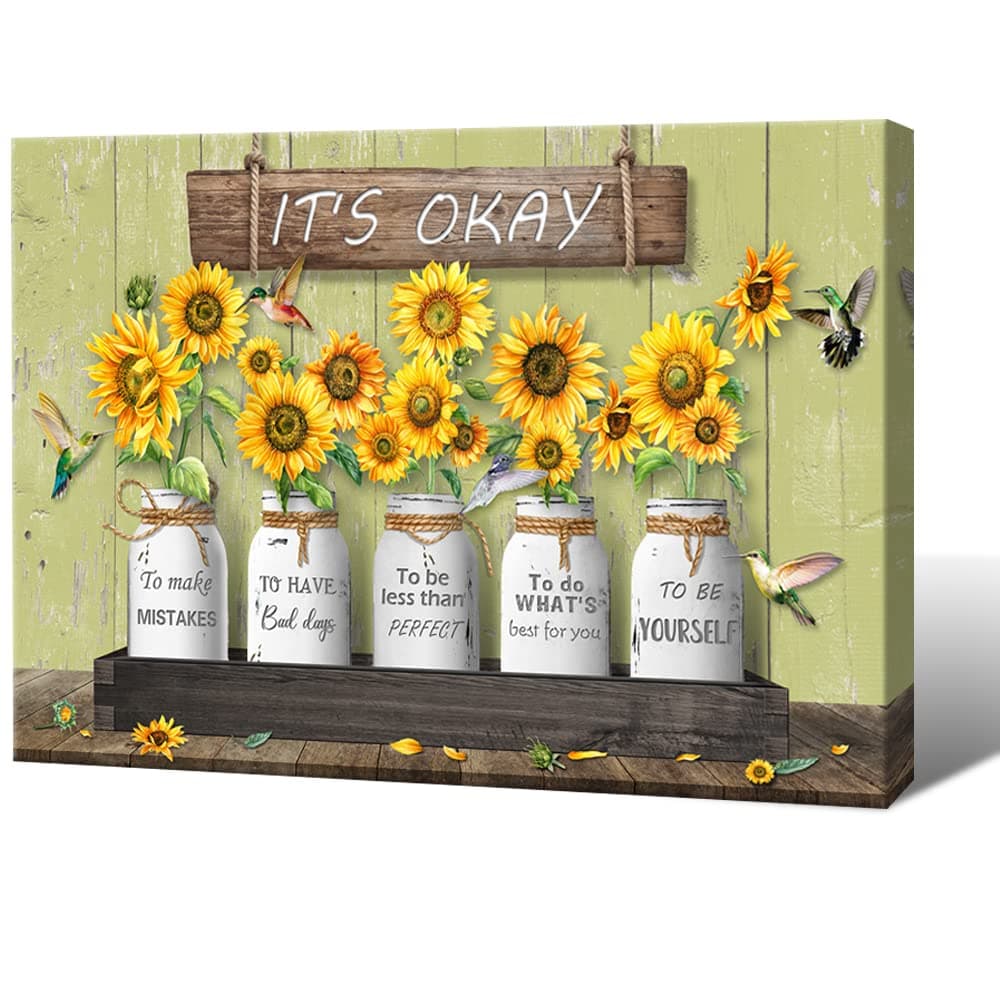 MTKCO Fun Painting Sunflower Canvas Wall Art Pictures Flowers Wall Decoration (Sunflower01, 12 * 16)