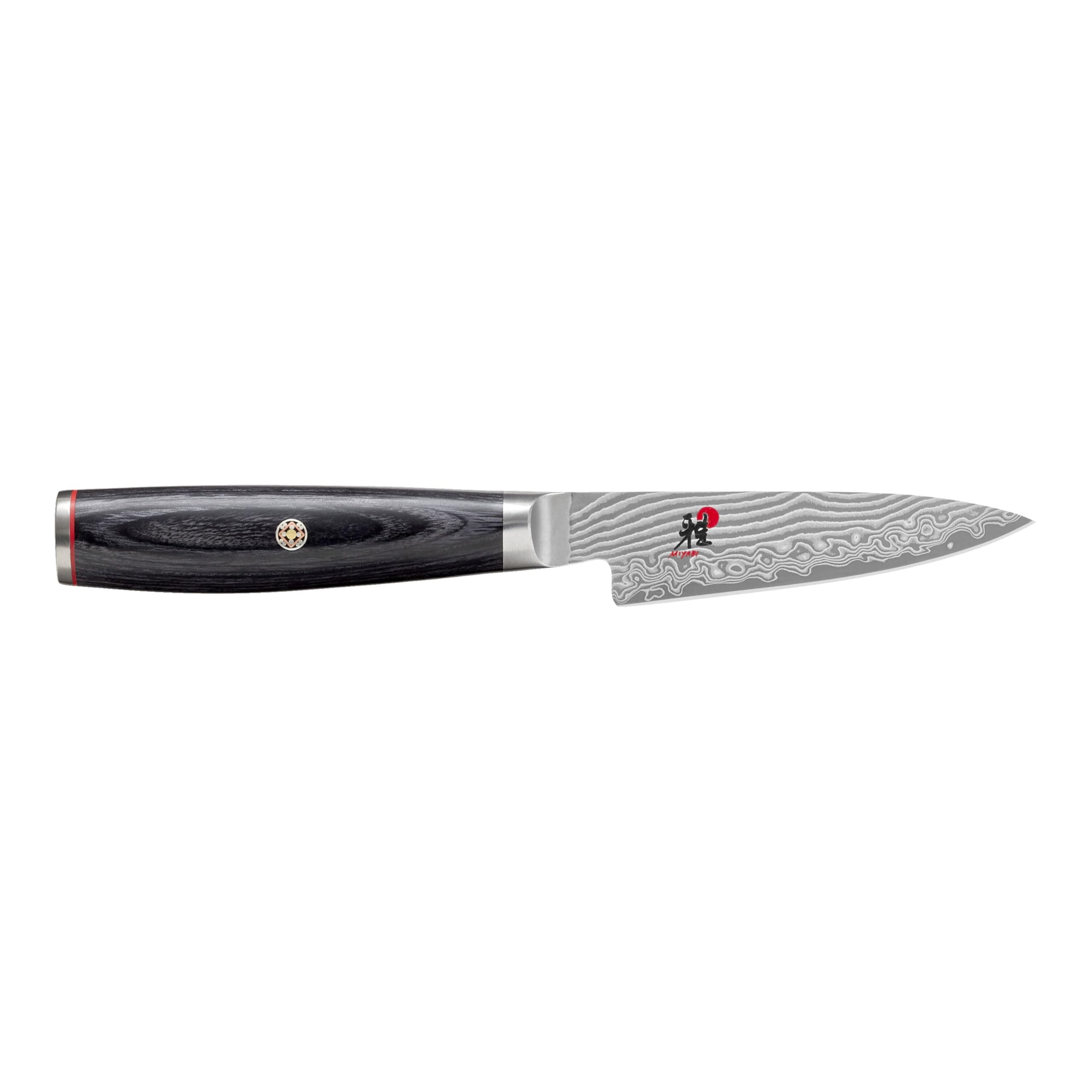 Miyabi Kaizen II Japanese 3.5-inch Paring Knife, Essential Kitchen Knife, Black Pakkawood Handle, 48-Layer Flower Damascus Pattern, Handrafted in Seki, Japan