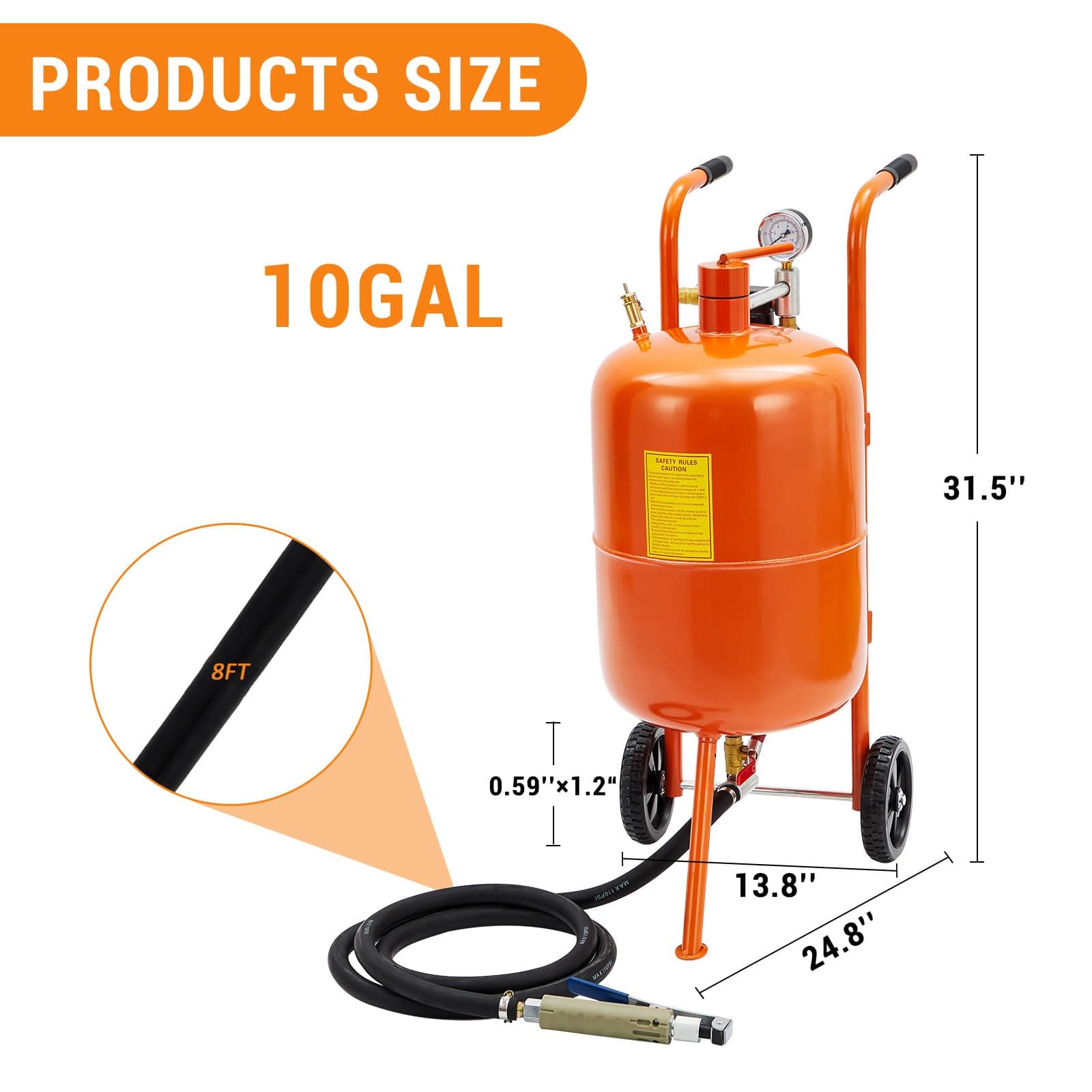 Sand Blasting Machine, 60-110 Psi Pressure Air Sand Blasting Kit w/4 Ceramic Nozzles & Oil-Water Separator, Portable Abrasive Blaster for Stain Removal Paint, Orange