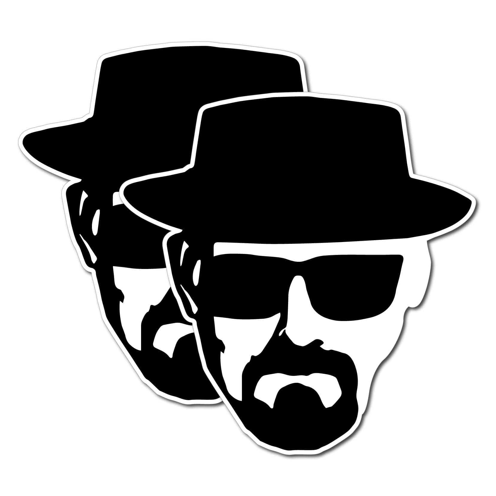 Heisenburg Walter White 2 Pack Car Decal Funny Cute Sticker - Premium Gloss Permanent Vinyl Waterproof Indoor Outdoor