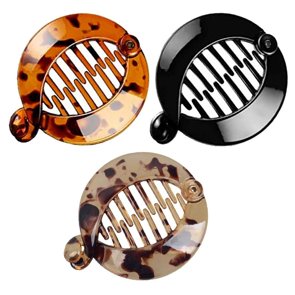 3Pcs Resin Banana Hair Clips Small Banana Hair Combs Fishtail Hair Clip Side Comb Round Ponytail Holder for Women Hair Accessories