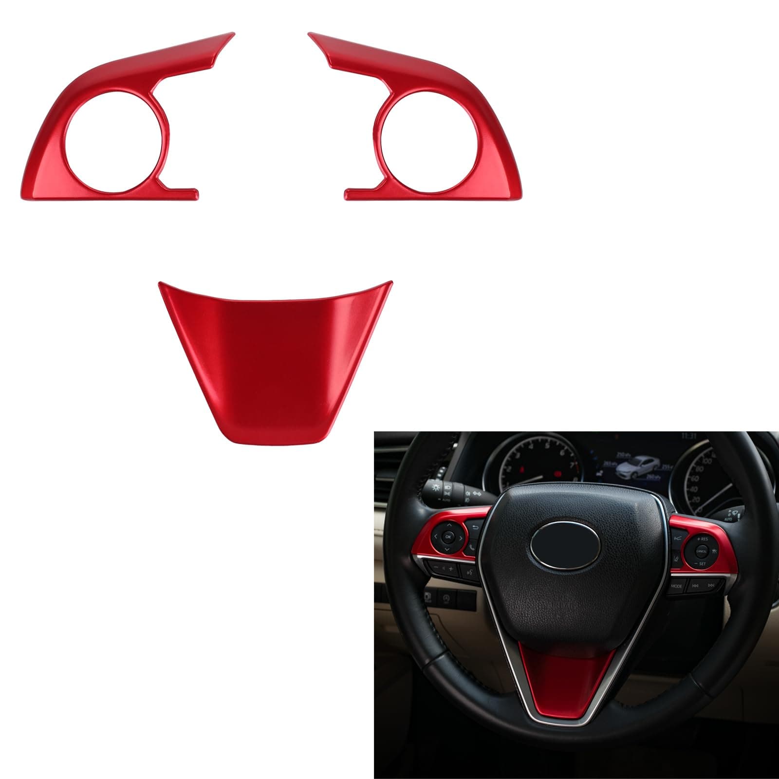 CKE for Toyota Camry 2024 2023 2022 2021 2020 2019 2018 for Toyota Avalon 2019 2020 2021 2022 Accessories Sporty Auto Car Interior Center Console Cover Trims -Red
