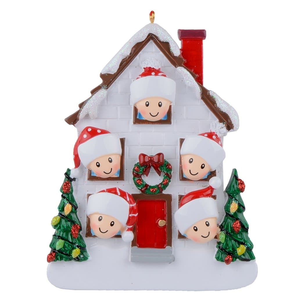 MAXORAMAXORA Family of 5 Christmas House Personalization Ornament