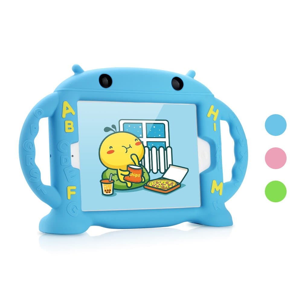 iPad Mini 1 2 3 4 Case for Kids, Soft Silicone Kids Proof Case with Carrying Handle Shockproof Baby Proof Protective and Durable Cover with Stand for Apple iPad Mini 1 2 3 4 Robot Baby - Blue