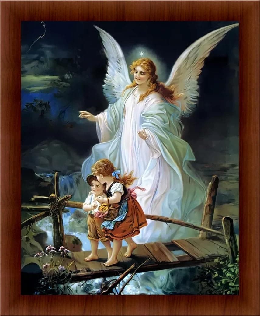 Sharon Angel, Guardian Angel for Children framed,Size 14 Inches By 18 Inches