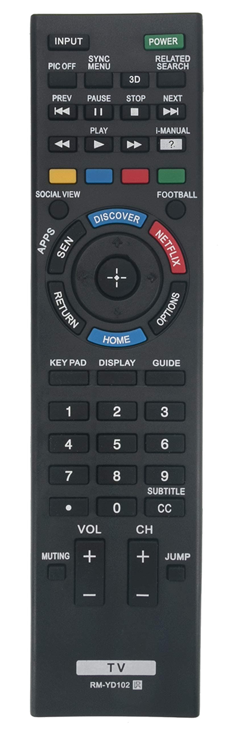RM-YD102 Replaced Remote fit for Sony TV KDL-50W850B KDL-50W840B KDL-60W830B KDL-50W830B KDL-70W800B KDL-60W800B KDL-50W790B KDL50W790B KDL-50W800B KDL50W800B KDL-55W790B KDL55W790B KDL-55W800B
