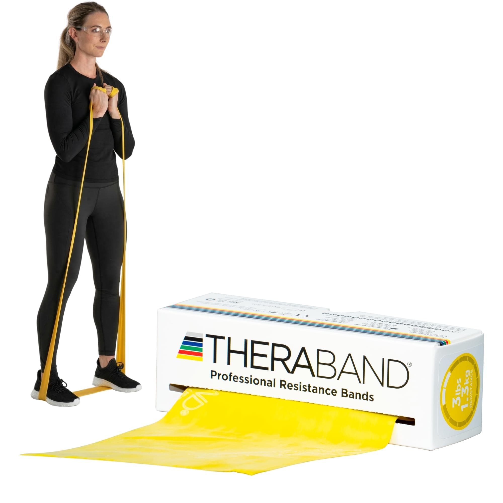 THERABAND Resistance Bands, 6 Yard Roll Professional Latex Elastic Band For Upper Body, Lower Body, & Core Exercise, Physical Therapy, Pilates, Home Workouts, & Rehab, Yellow, Thin, Level 2