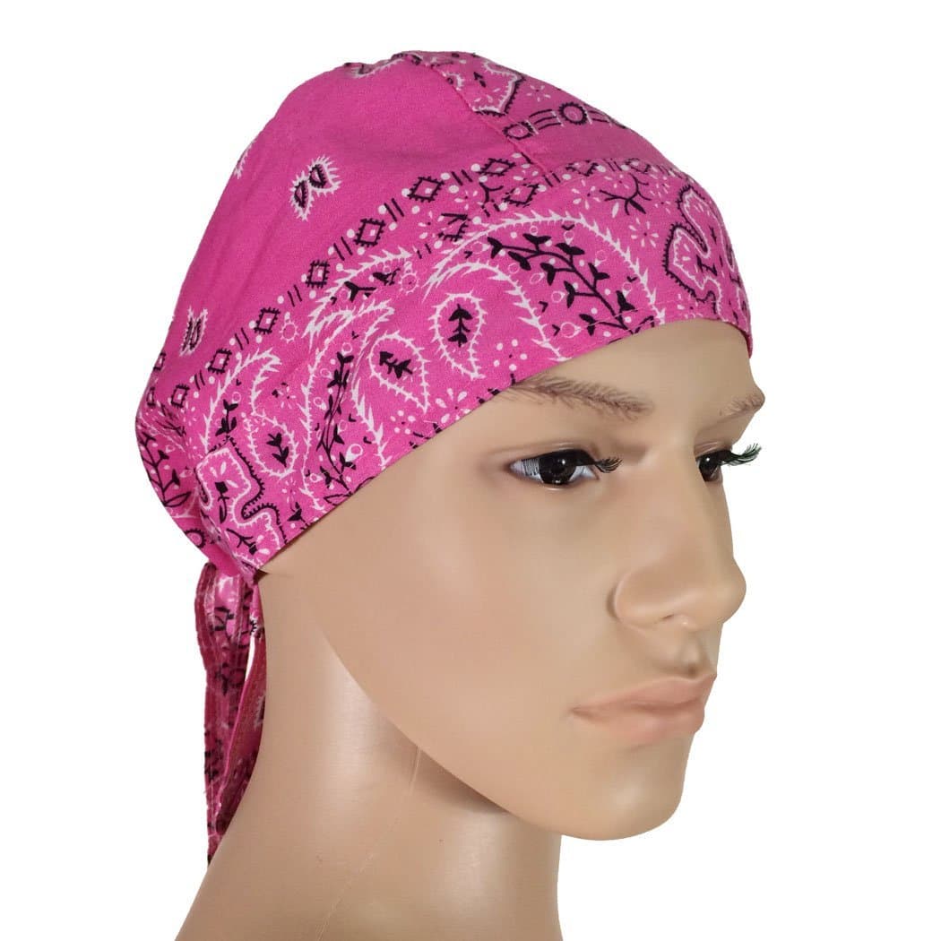 OWM Bandana Cap Cotton Paisley Headwraps (Pink)