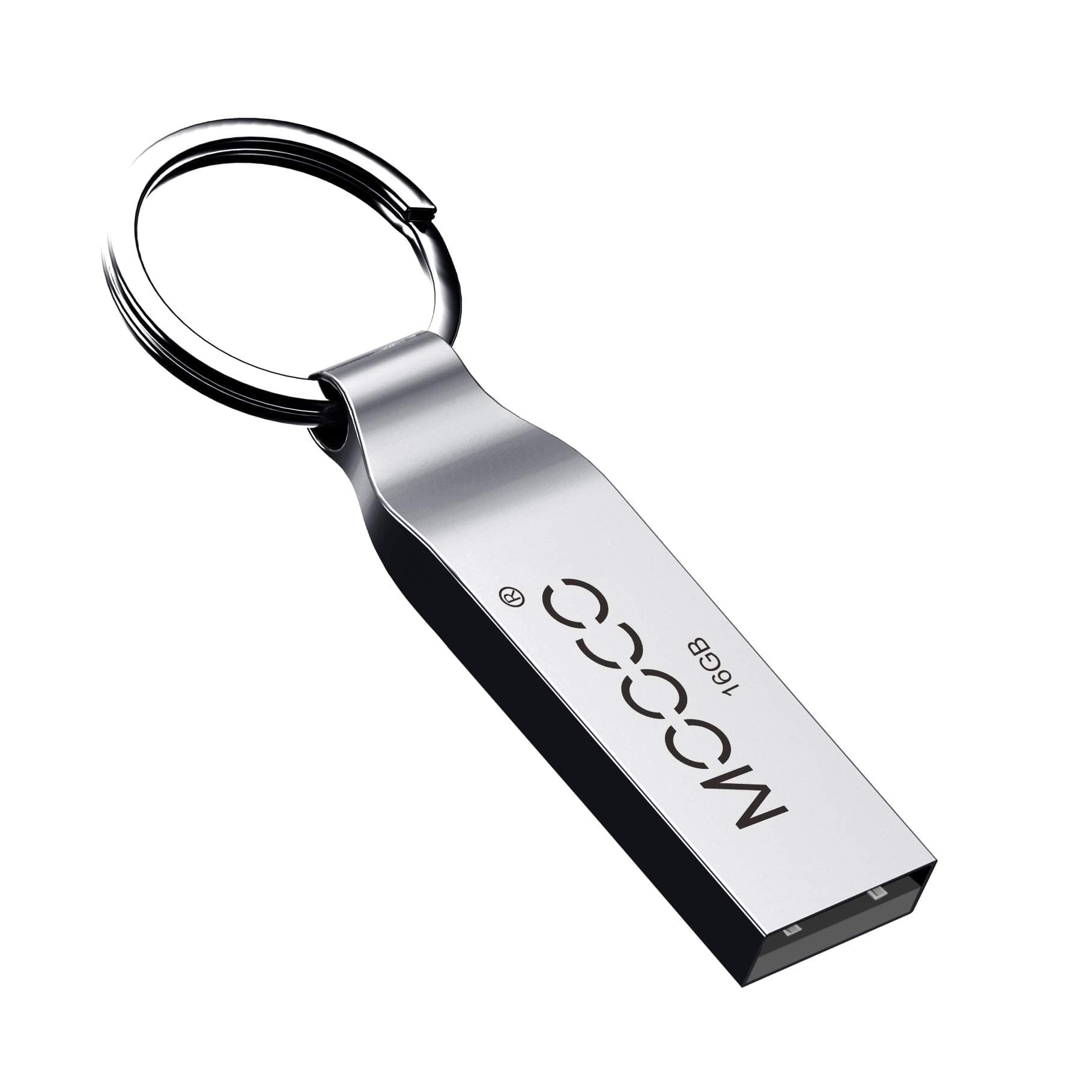 16GB Metal Keyring USB 2.0 Flash Drive Bulk Waterproof Thumb Drive Jump Drive Pen Drive Memory Stick Keyring,Silvery
