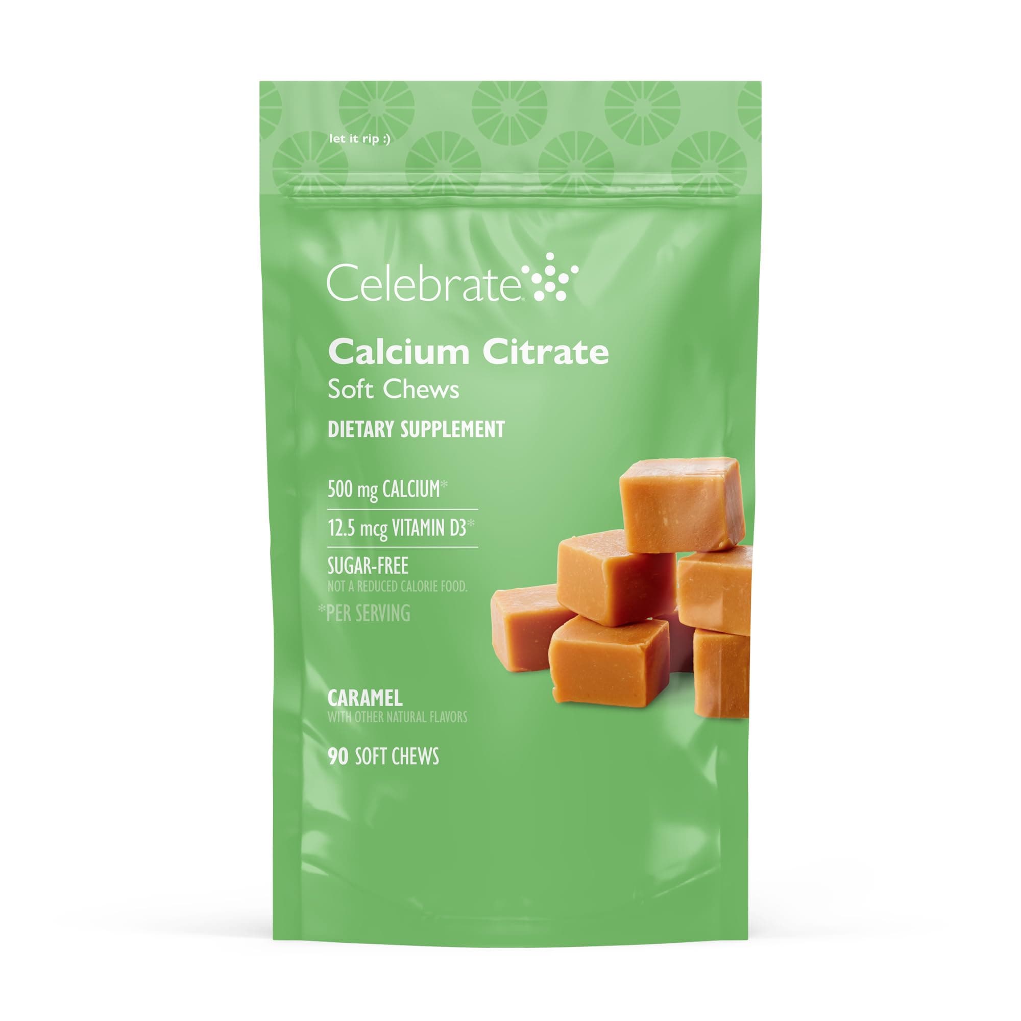 Celebrate Vitamins Bariatric 500mg Calcium Citrate Soft Chews with 500 IU Vitamin D3 – Essential for Gastric Bypass Patients & Bone Health - Sugar & Gluten Free, Caramel (90 Chews)