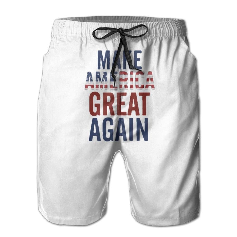 Donald Trump Make America Great Again Men's Swim Trunks Quick Dry Beach Shorts Custom Boardshorts Comfortable Size XXL