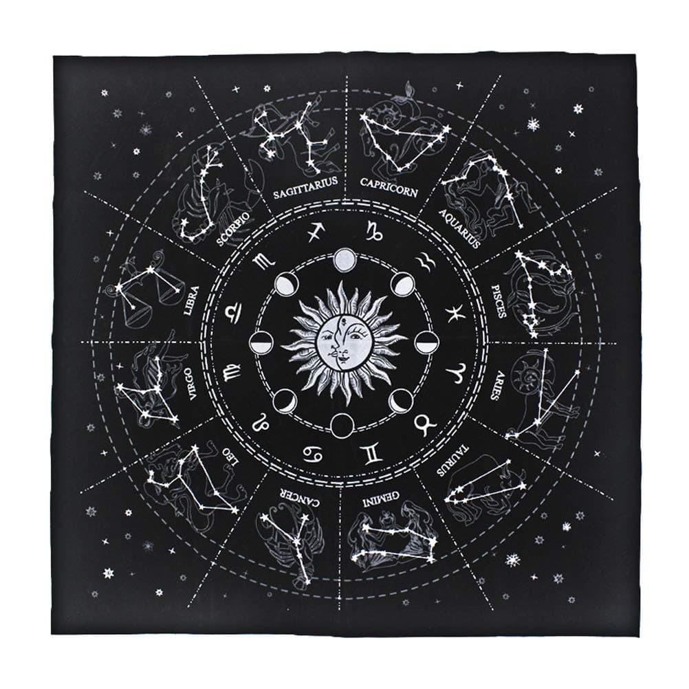 Macabolo Tarot tablecloth, soft flannel tablecloth, astrology, tarot divination card, tablecloth for tarot enthusiasts, daily household use, 50 x 50 cm